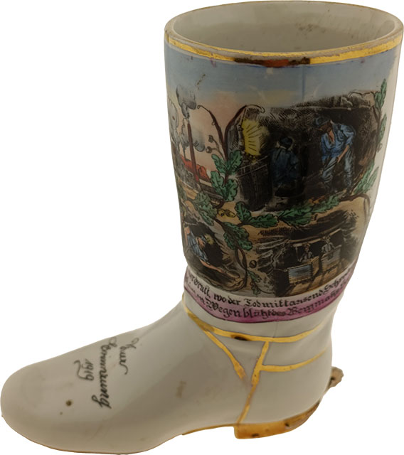 Bergbau Stiefel - Zur Erinnerung 1919 - Glück Auf Vase