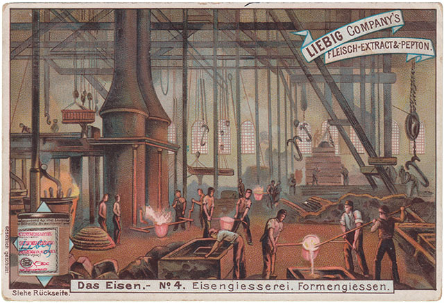 Das Eisen - No4 -Eisengiesserei, Formgiessen - Liebig Comanys Sammelbild Serie