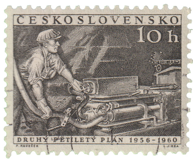 Druhy Petilety Plan 1956 1960 10h Bergbau Motiv Briefmarke Tschechin