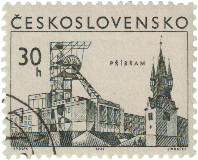 Pribram 1961 Bergbau Stadt Tschechin Schachtanlage Motiv Briefmarke