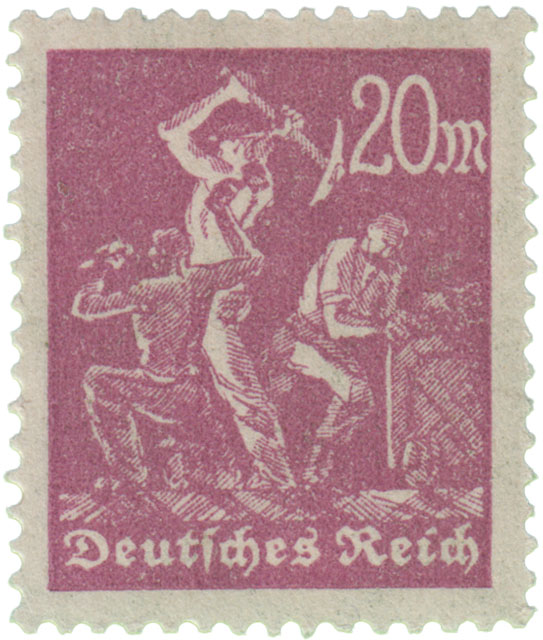 Deutsches Reich Bergbau Briefmarke 20Mark Deutsches Reich Bergbau Briefmarke 20Mark