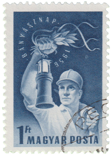 Grubenlampe 1956 Bergbau Briefmarke aus Ungarn