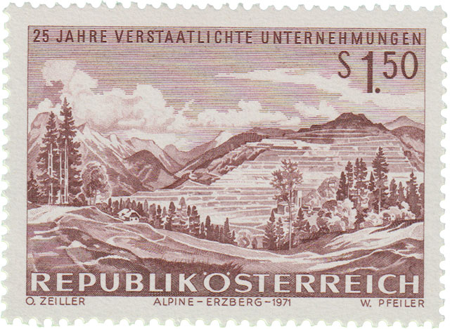 Alpine Erzberg 1971 25 Jahre Verstatliche Unternehmungen Bergbau Motiv Marke Österreich
