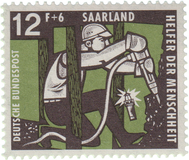 Deutsche Bundespost Saarland Helfer der Menscheit Bergbau Saarland Briefmarke 12F6