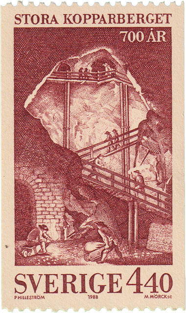 Schweden Bergbau Briefmarke Stora Kopparberget Schweden Bergbau Briefmarke Stora Kopparberget