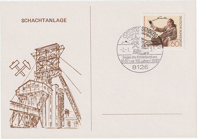 Postkarte Schachtanlage Stempel Hohenpeisenberg