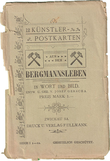 12 Künstlerpostkarten aus dem Bergmannsleben von 1895