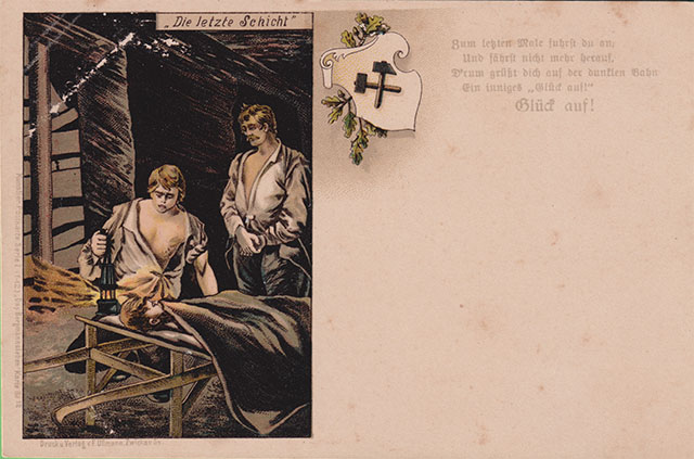 Bergmannsleben - Postkarten Serie von 1895 - Die letzte Schicht