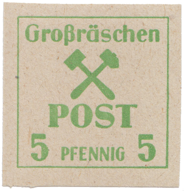 Grossraeschen Post 5 Pfennig Bergbau Briefmarke