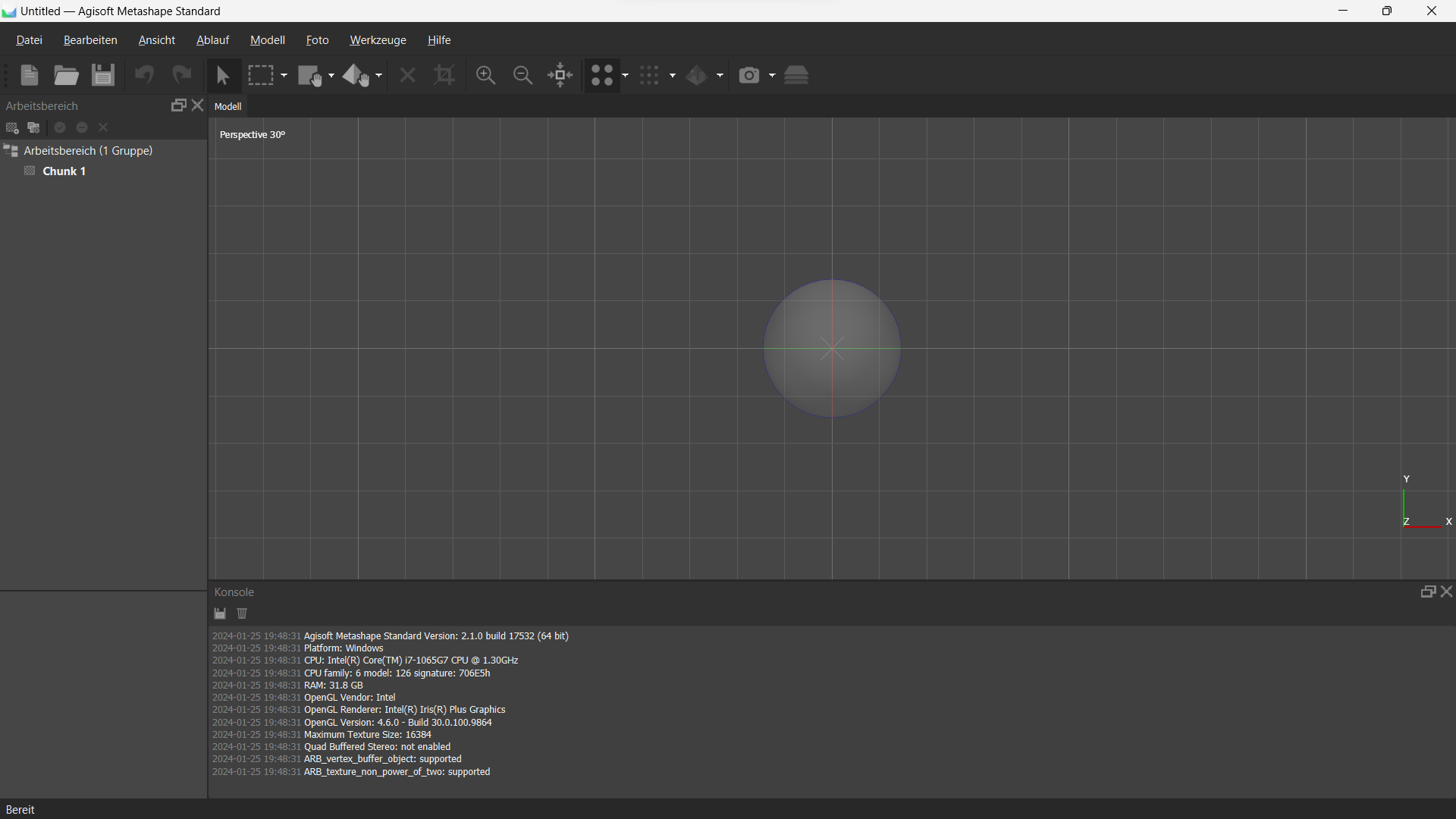 Agisoft Metashape Benutzeroberfläche Agisoft Metashape Benutzeroberfläche