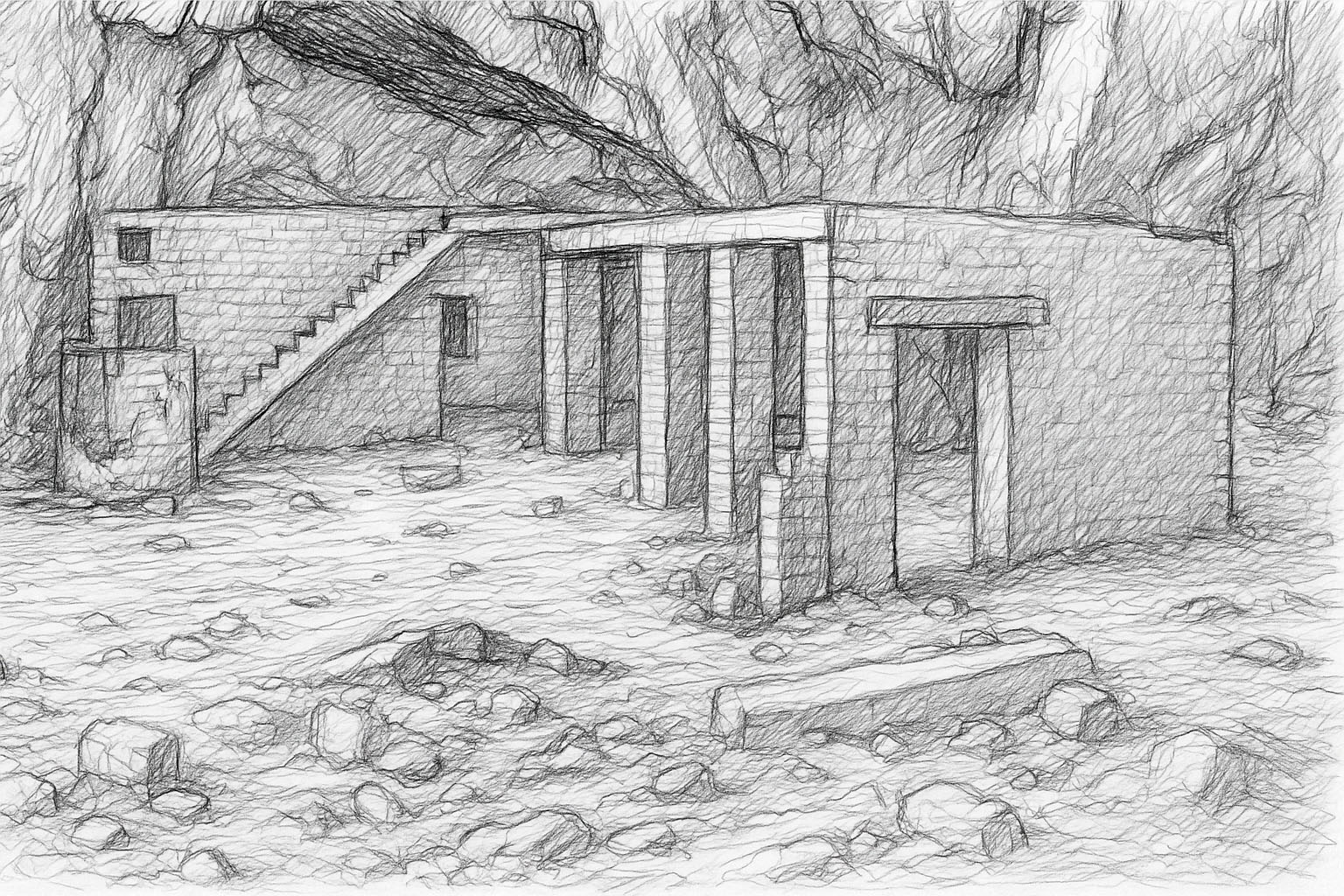 U-Verlagerung Barbe alte Kohlezeichnung der Einbauten Kohlezeichnung der Einbauten der U-Verlagerung Barbe