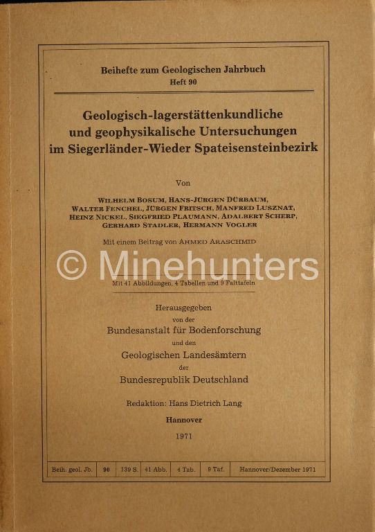 geologisch lagerstaettenkundliche und geophysikalische untersuchungen im siegerlaender wieder spateisensteinbezirk